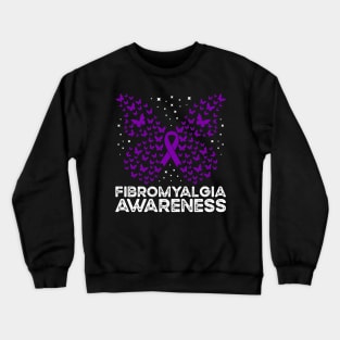 Fibromyalgia Awareness Fibromyalgia Butterfly Ribbon Crewneck Sweatshirt